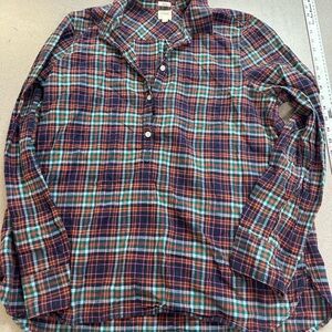 J. Crew Factory Women's Plaid Button Down Shirt - Blue and Red